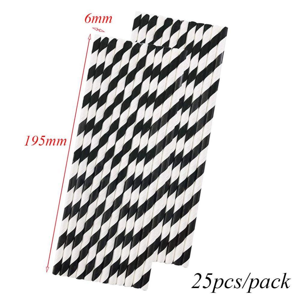 Paper Straw Color - Colorful Stripe Pattern for Wedding,Party Natural