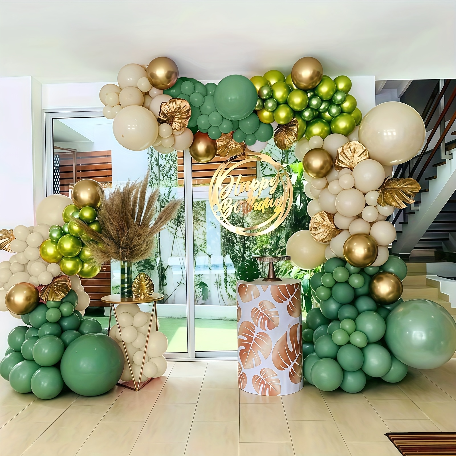 Balloon Arch Kit - 88pcs Sage Green & Golden Balloon