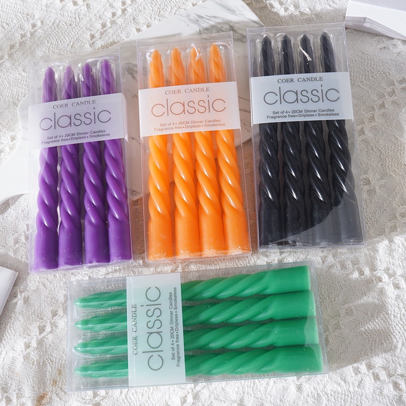 Centerpiece Stick - 4pcs 20cm Plain Twisted Ribbed Candles
