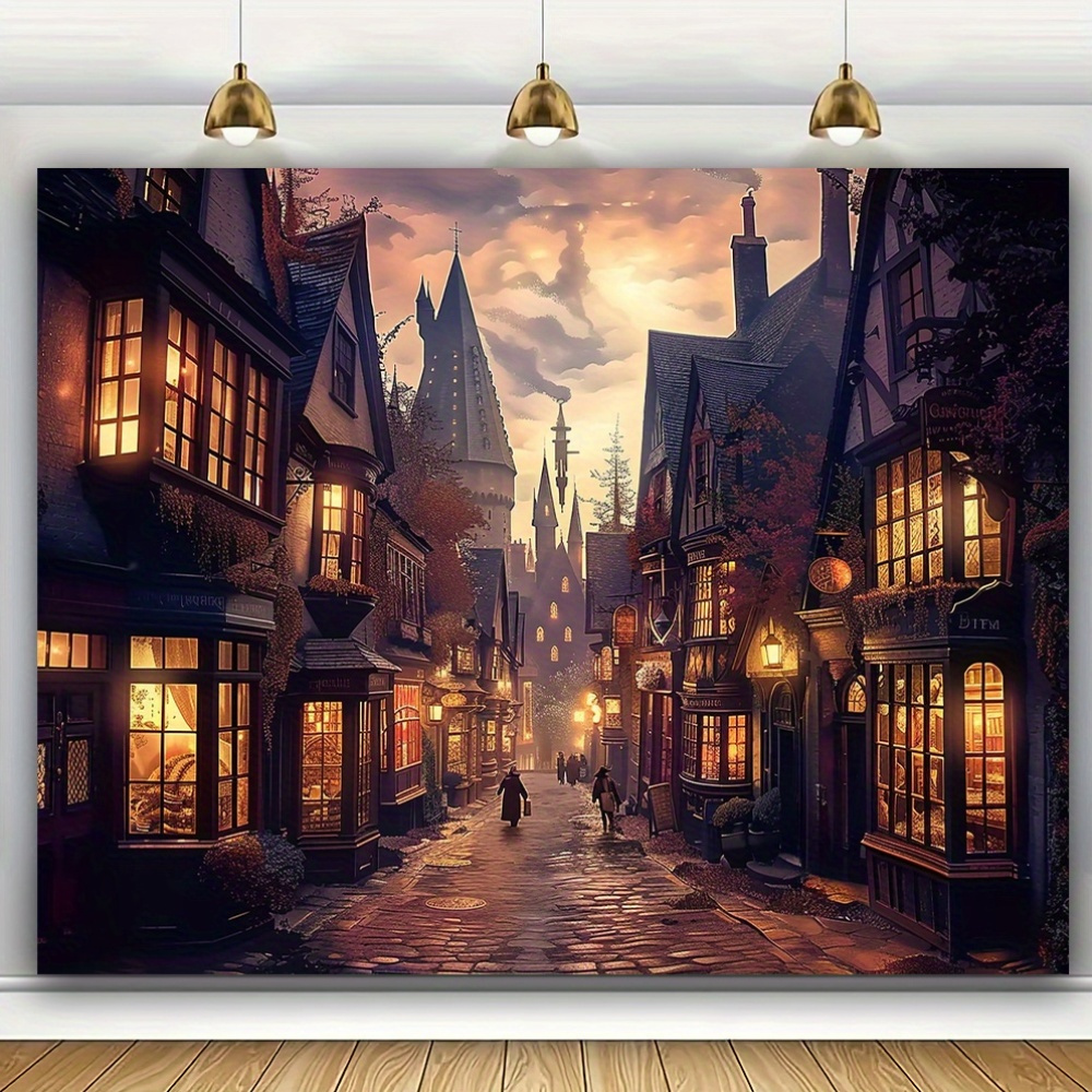 Party Event Supply Store - Attractive ancient magic store street backdrop: