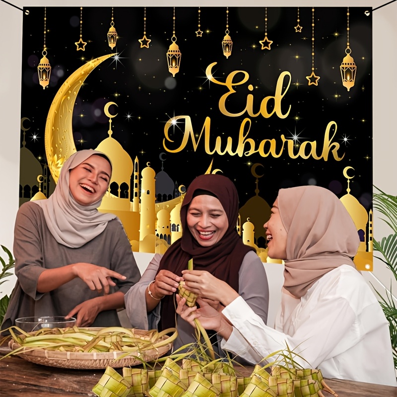 VIKAMA Eid Al Fitr Happy Backg - Party Banner Gold ulasan dan harga