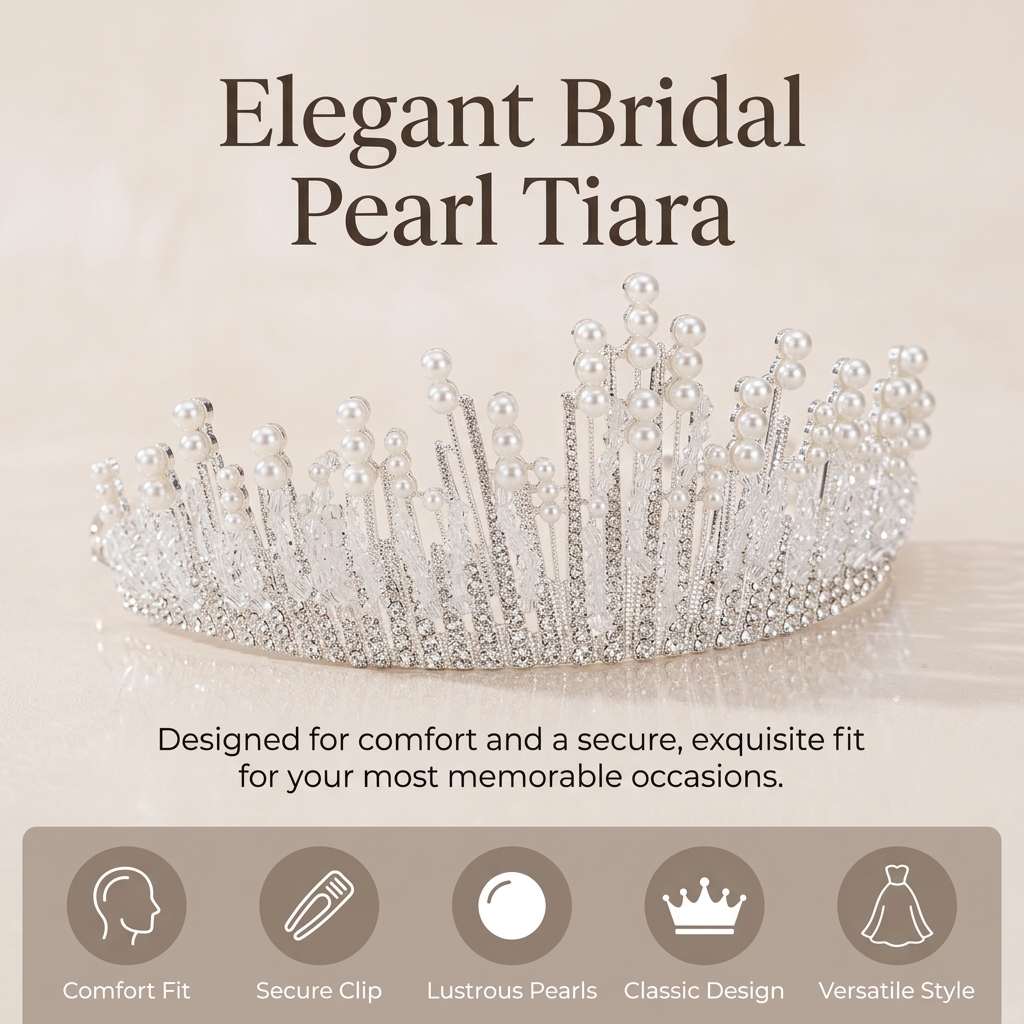 Bridal Pearl Crown Headpiece E - Event & Party Supply ulasan dan harga