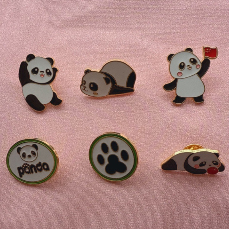 6pcs Cartoon China Panda Badge - Eve Party ulasan dan harga