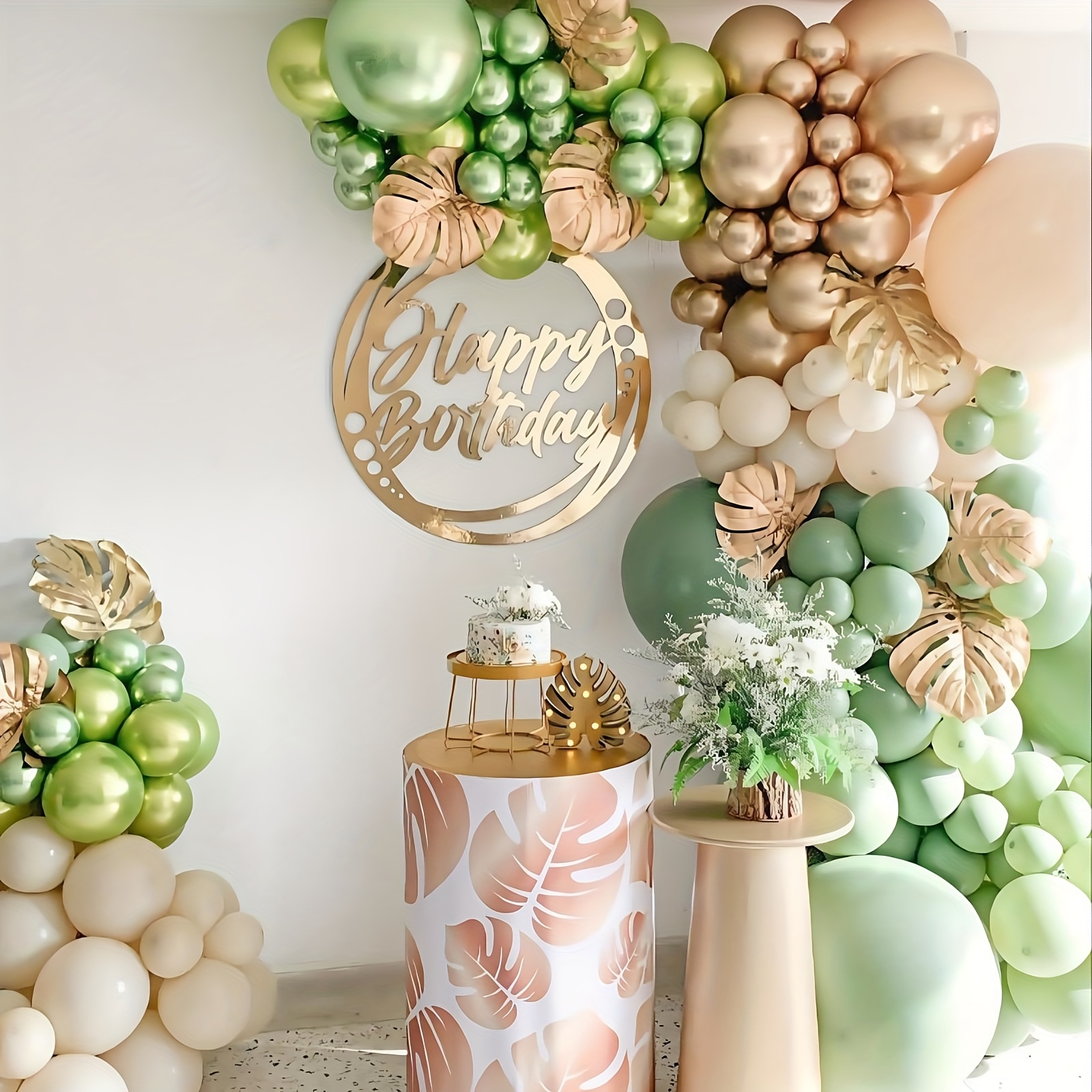 88pcs Sage Green & Golden Ball - Balloon Arch Kit ulasan dan harga