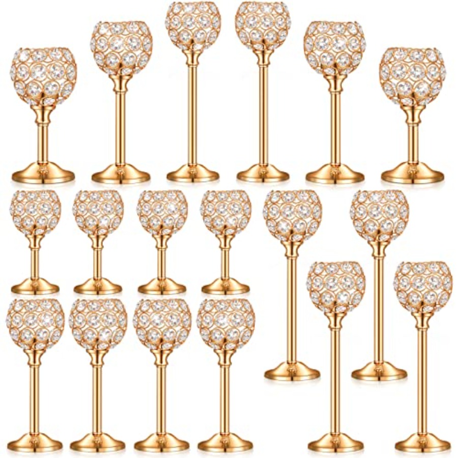 18 Pieces Crystal Candle Holde - Centerpiece Stick ulasan dan harga