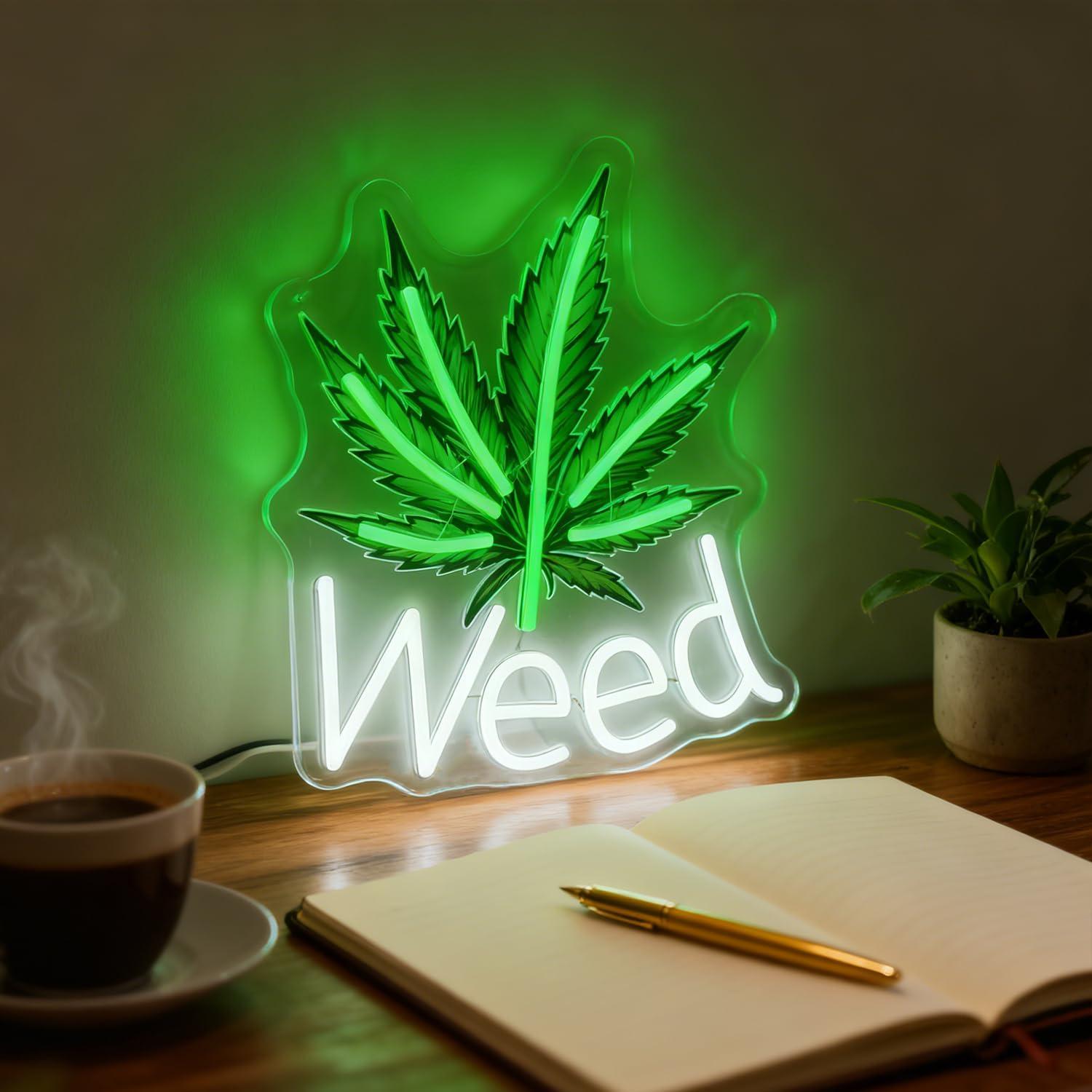 Weed Neon Sign Leaf LED Lights - Neon Sign Party ulasan dan harga