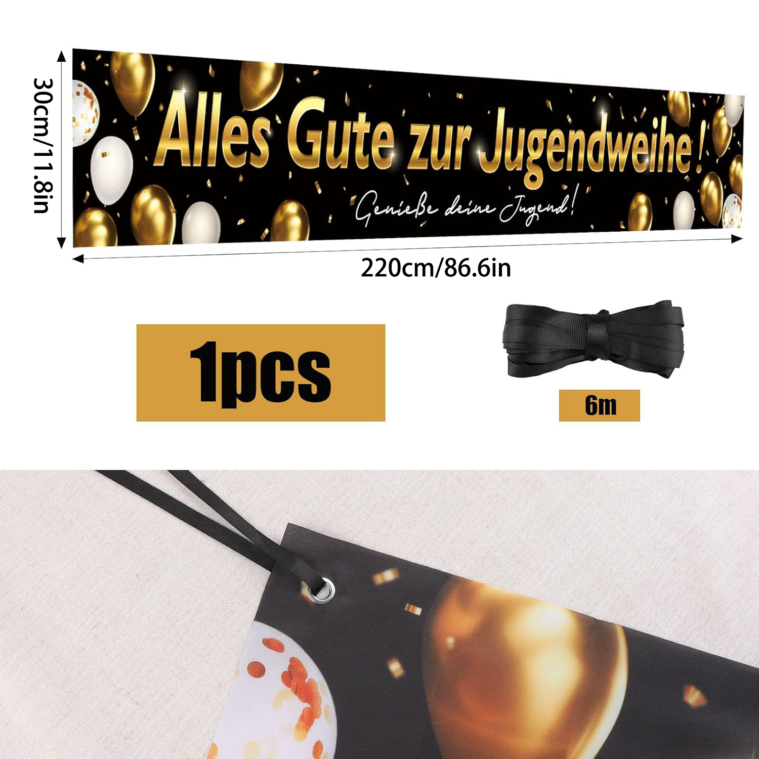 Jugendweihe Deko,Jugendweihe B - Party Banner Gold ulasan dan harga