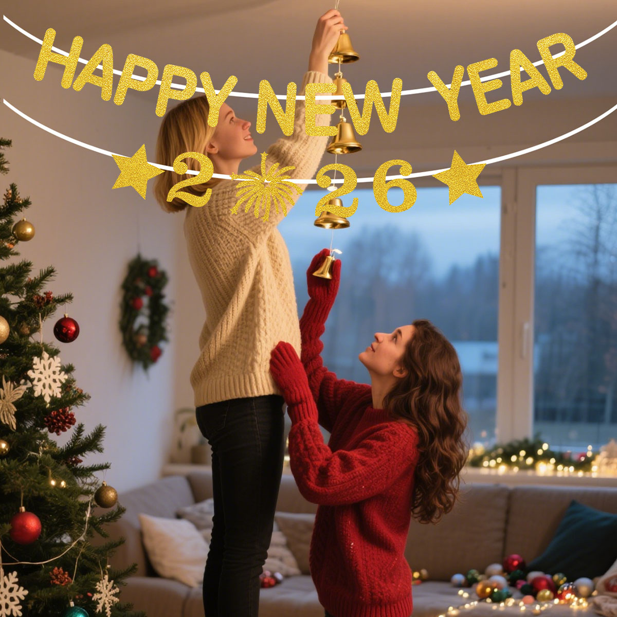 1Set 2026 Happy New Year Decor - Party Banner Gold ulasan dan harga