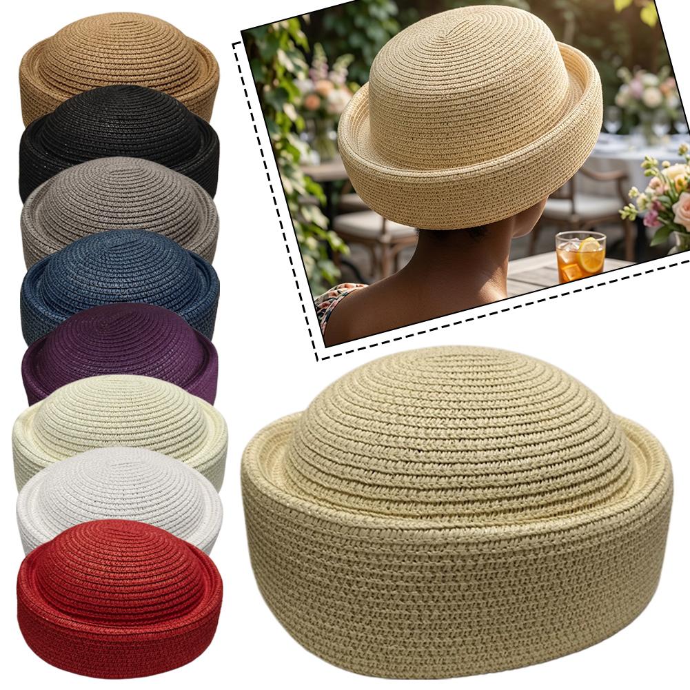 Solid Color Straw Bucket Hat S - Paper Straw Color ulasan dan harga