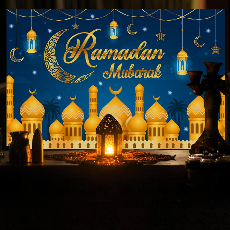 VIKAMA Ramadan Mubarak Blue Go - Party Banner Gold ulasan dan harga