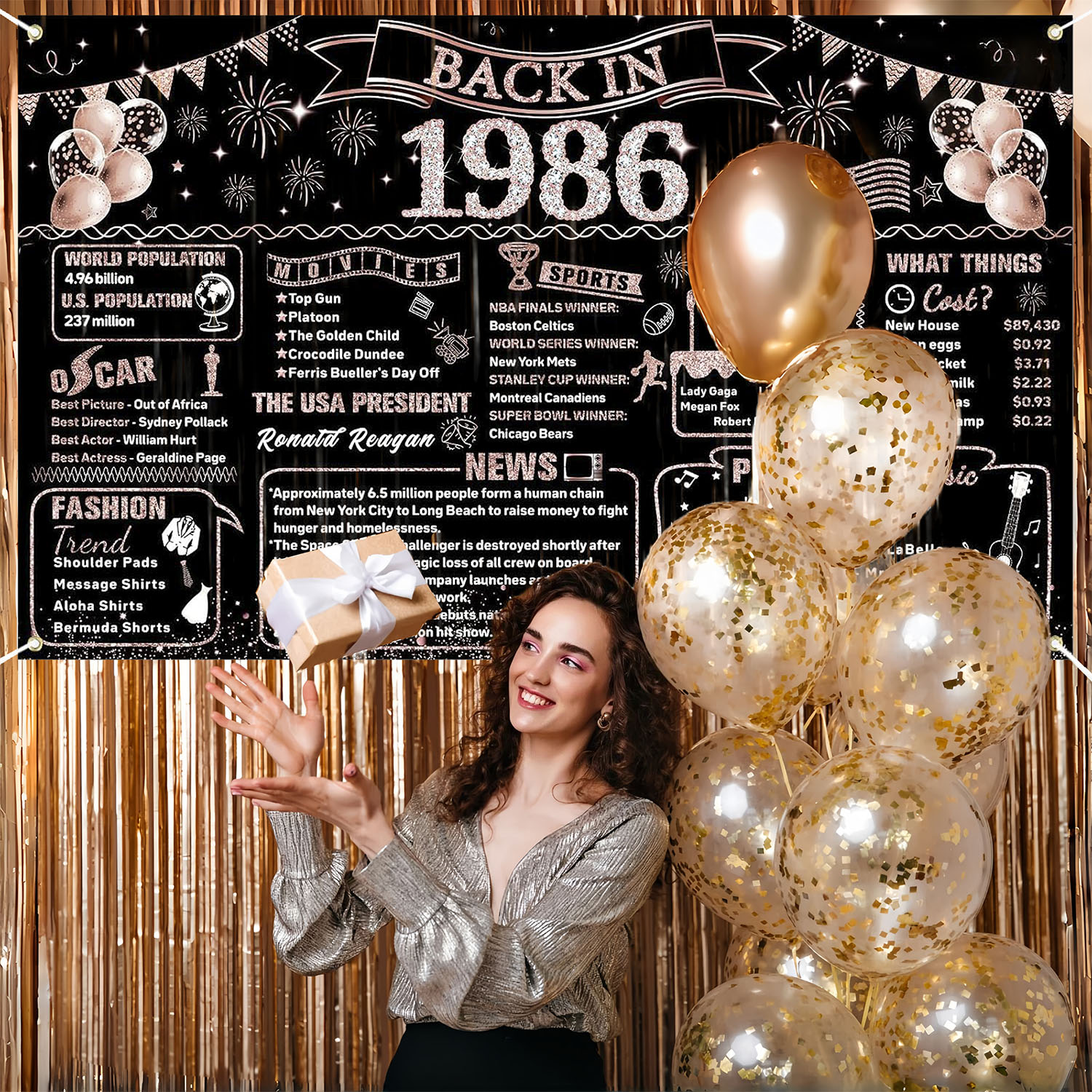 40th Birthday Decorations for  - Party Banner Gold ulasan dan harga