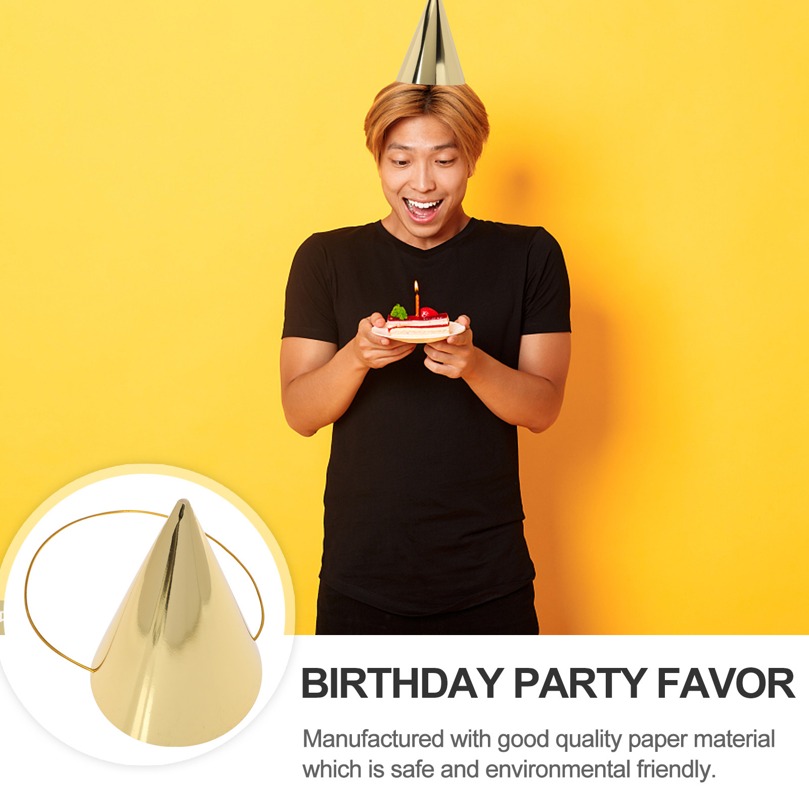 8Pcs Birthday Party Hats Gold  - Party Hat Cone ulasan dan harga