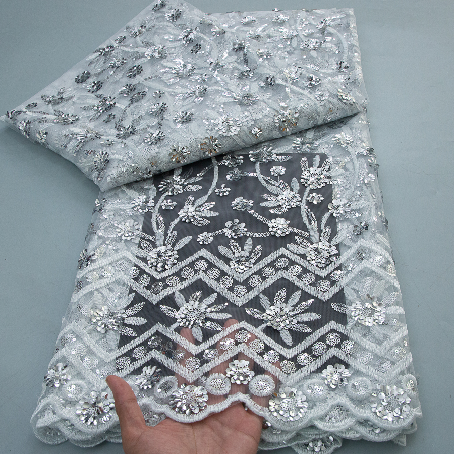 2026 French Sequins Lace Fabri - Glitter Tablecloth ulasan dan harga