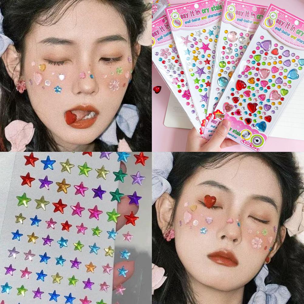 Self-Adhesive Face Rhinestones - Event Party ulasan dan harga