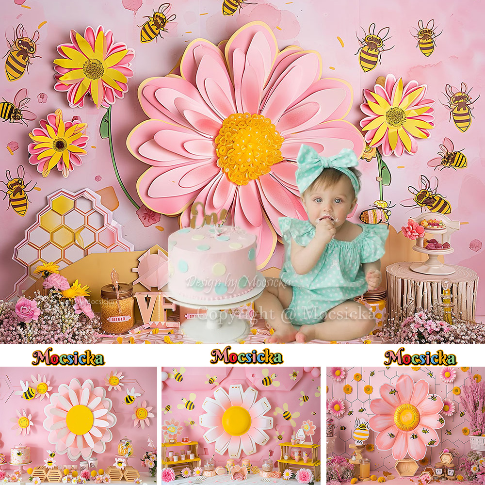 Mocsicka Sweet Daisy Girl Birt - Dessert Table Backdrop ulasan dan harga