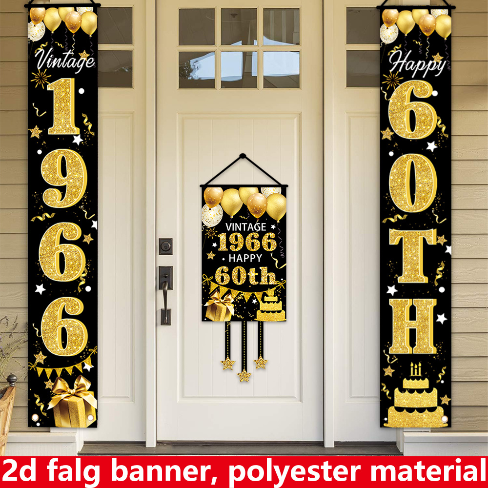 2D Flat 3-Piece 60th Birthday  - Party Banner Gold ulasan dan harga