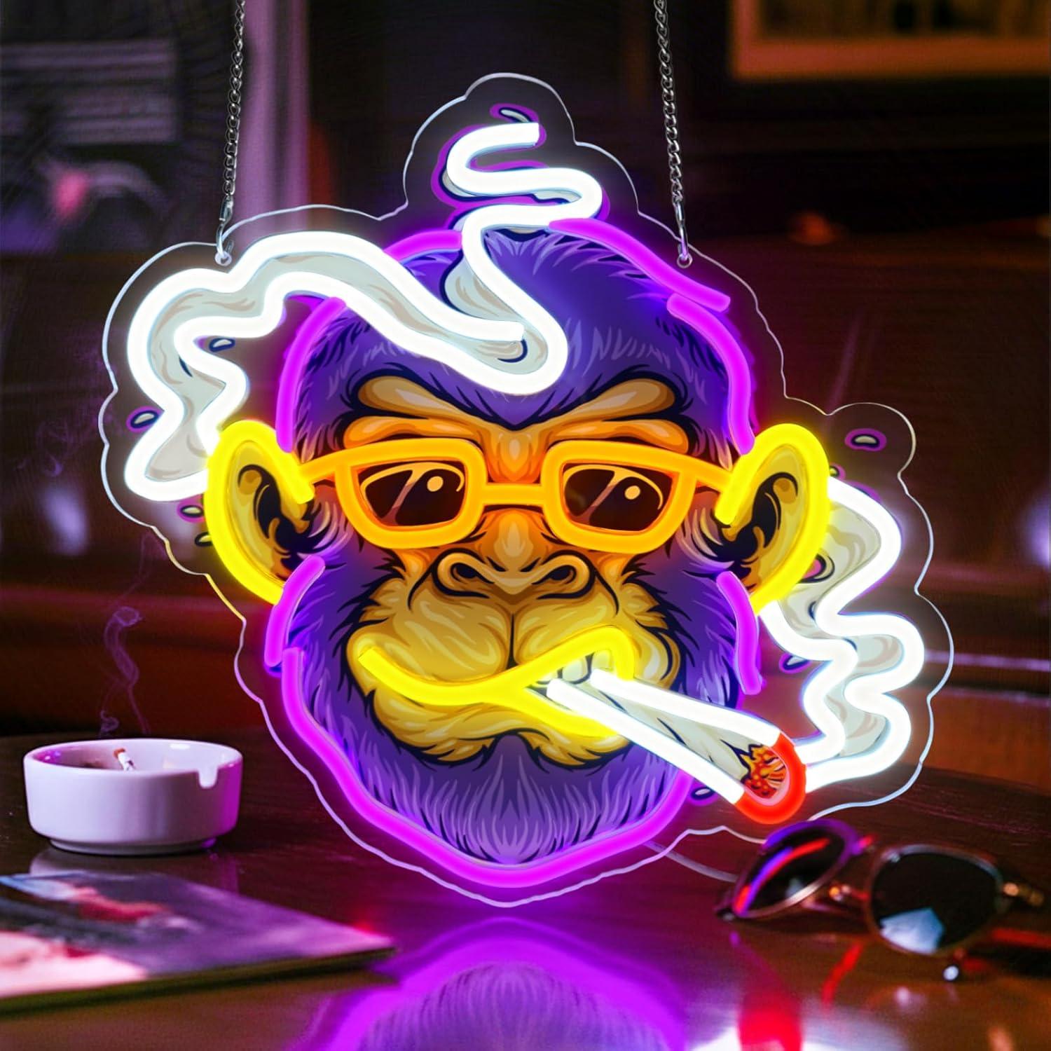 Cool Monkey Neon Sign Smoking  - Neon Sign Party ulasan dan harga