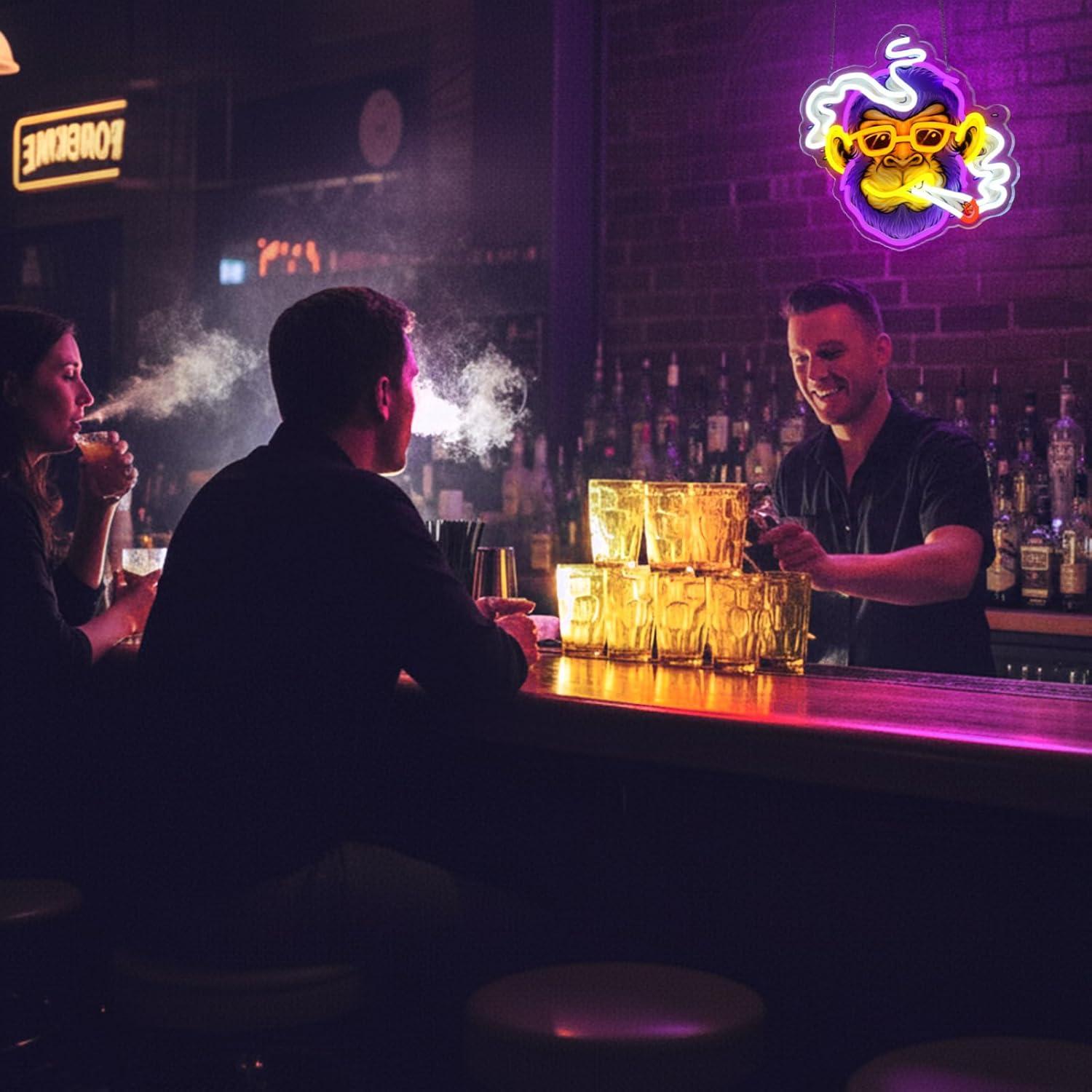 Cool Monkey Neon Sign Smoking  - Neon Sign Party ulasan dan harga