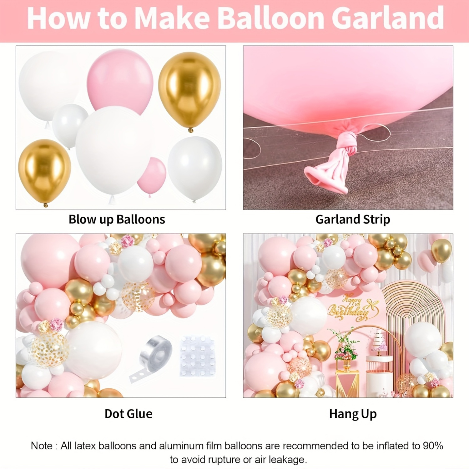125pcs Pink & White Balloon Ar - Balloon Arch Kit ulasan dan harga